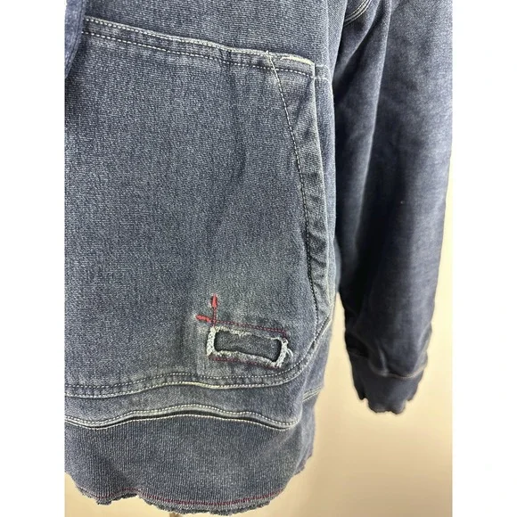 Vintage Gap x RED Hoodie Large Navy Distressed LS Fleece Lined Street Grunge Y2K - Picture 15 of 16